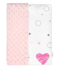 Súprava do kočíka s uškami 2D, minky/bavlna, I love Girl Baby Nellys, ružová/biela (1)