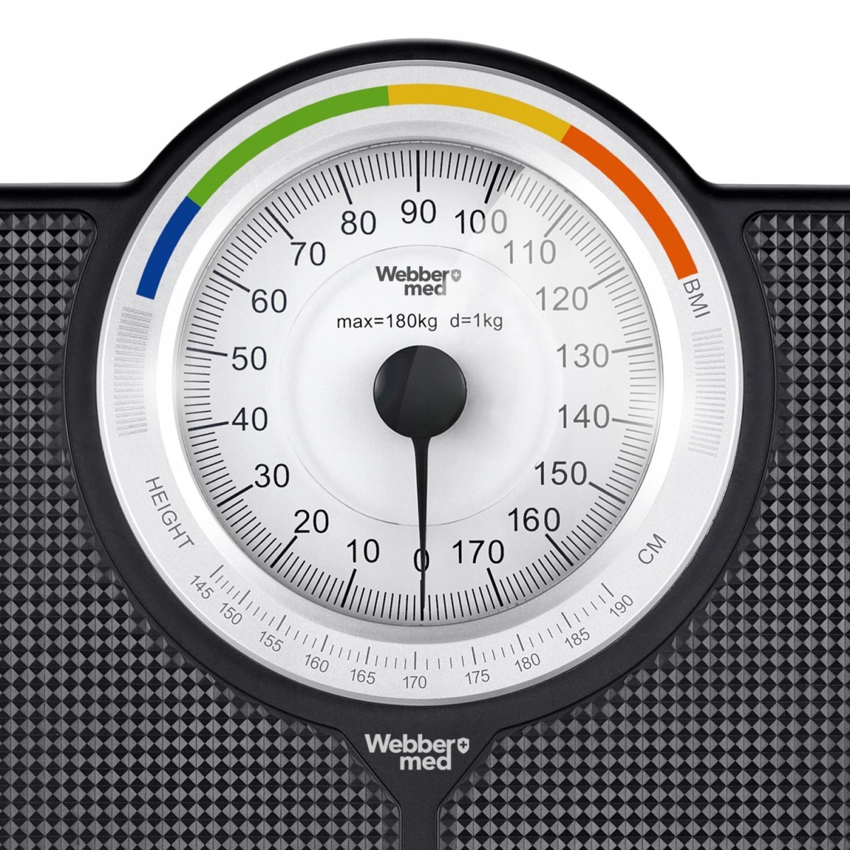 Klasická mechanická analógová kúpeľňová váha s BMI čierna 180 kg