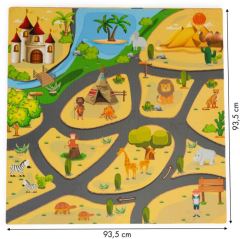 ECO TOYS Detské penové puzzle 93,5x93,5cm, hracia deka, podložka na zem Safari, 9 dielov (3)