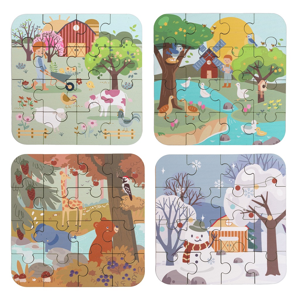 2Kids Toys Puzzle v drevenej krabici Štyri ročné obdobia