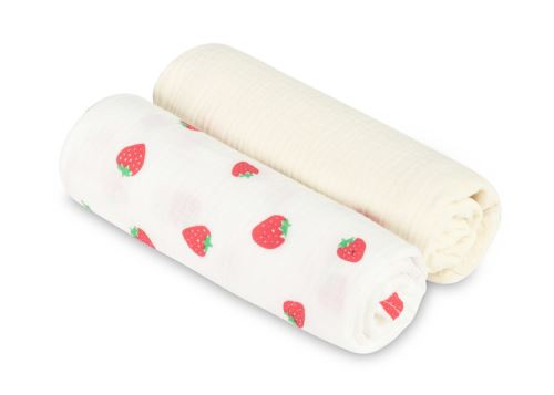 Mušelínové plienky krčené 60×75 cm Strawberry Cream – sada 2 ks