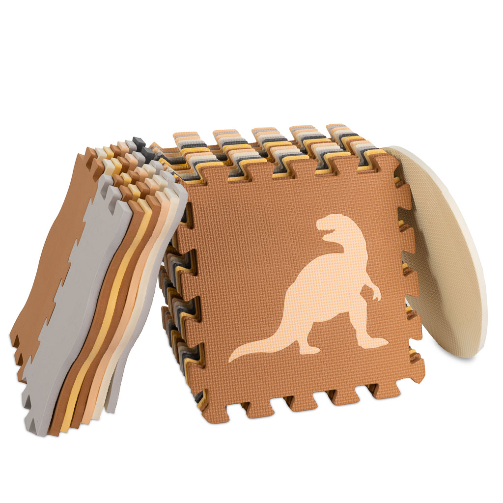 Penové puzzle, XXL podložka Dinosaury, 36 dielov, 143 × 143 cm