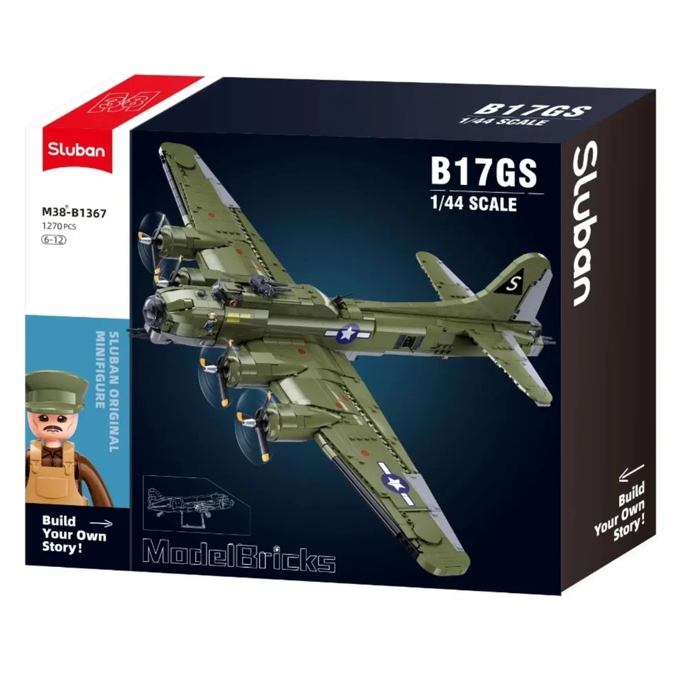 Sluban Model Bricks M38-B1367 Americký bombardér B-17G v mierke 1:44