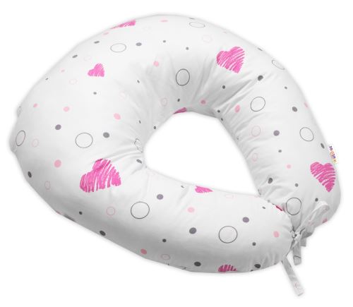 Dojčiace vankúš/podkova, bavlna, I love Girl Baby Nellys, ružový/biely