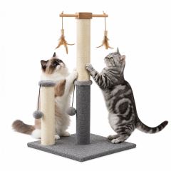 Škrabadlo pre mačky Cat Tree 64 cm s úkryt – MDF, sisal, plyš, svetlosivá (4)