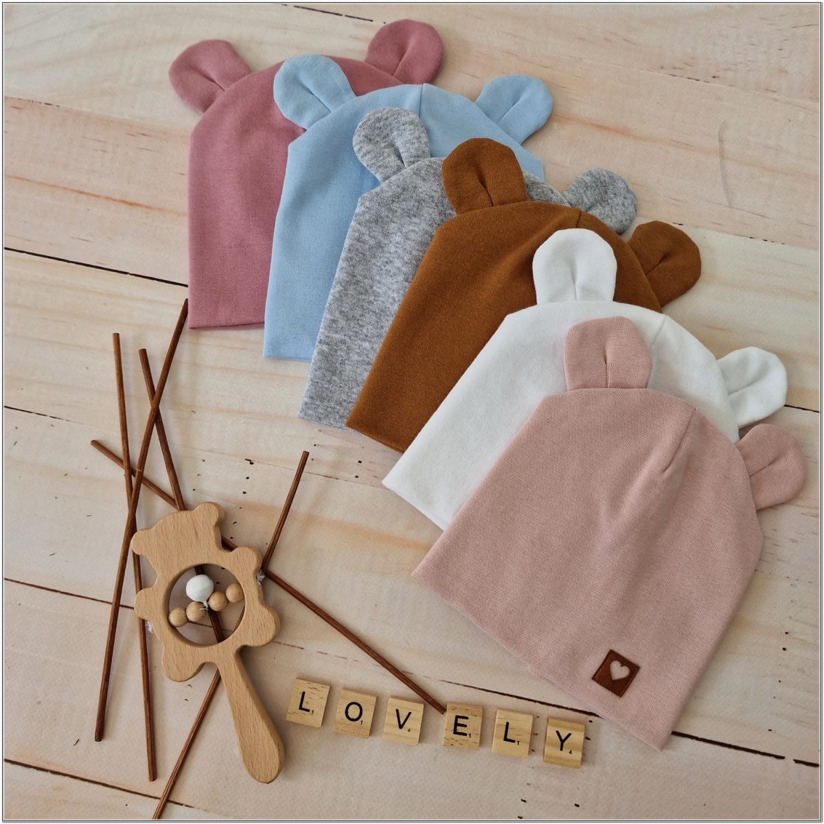 Z & Z Dvojvrstvová bavlnená čiapočka LOVE TEDDY, medová horčica, vel. 92/98