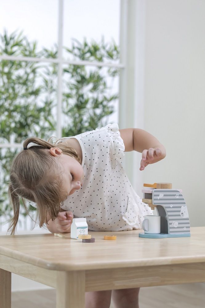 Lelin Drevená hračka - Kávovar medvedík s doplnkami