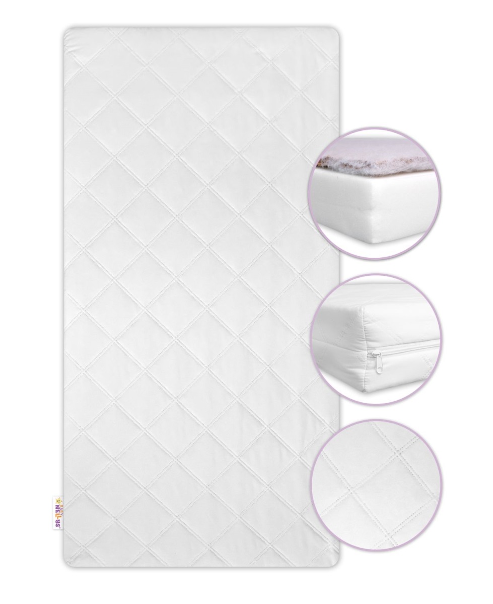 Detský matrac do postieľky Baby Nellys, pena/kokos 140x70x10cm - biela