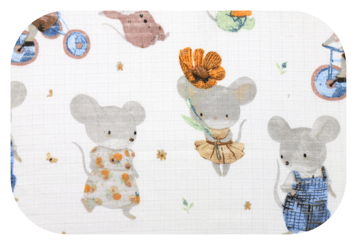 Tetrová plienka 70×80 cm Basic, 100% bavlna, Myška na bicykli - 1 ks