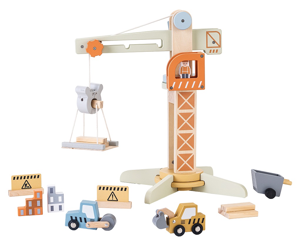 2Kids Toys Drevený žeriav s príslušenstvom