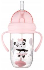 Canpol babies Nevylievací hrnček so slamkou a závažím Exotic Panda- ružový, 270 ml (1)
