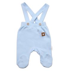 Bavlněná souprava Gentleman 3D, body, polodupačky s láclem + čepička, modrá/bílá (4)