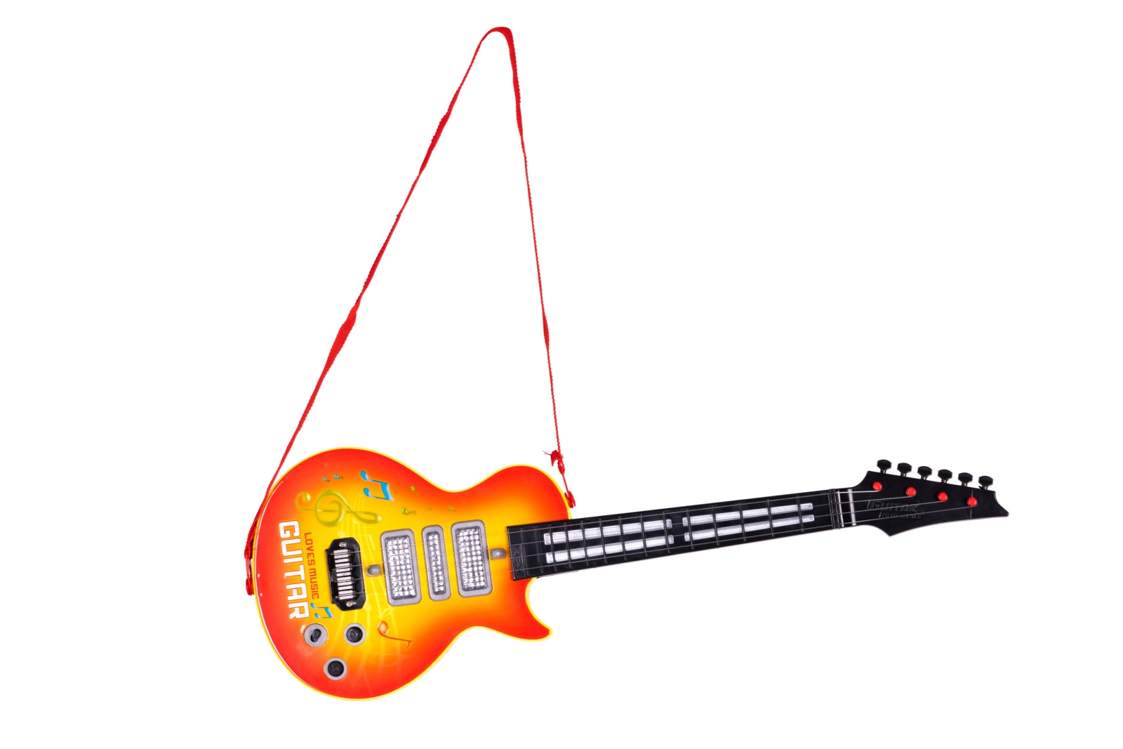 Detská rocková gitara s výučbou hry na gitare, s infračerveným senzorom a melódiami