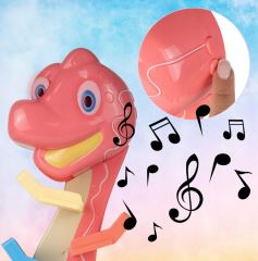 Veselá hrajúca autodráha/šmykľavka Dino Tulimi + 6 autíčok, oranžová (5)