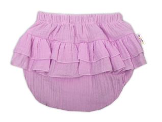 Baby Nellys 3-dílná mušelínová soupravička, body, kraťasky + čelenka GIRL, lila (2)