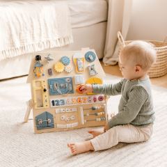 Veľká drevená Montessori senzorická tabuľa pre deti, vzdelávací panel XL (1)