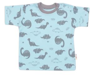 Tričko, krátký rukáv + kraťásky, 2D, Baby Nellys, Dino, bavlna, modrá/šedá (1)