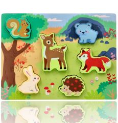 Drevené zábavné vkladacie puzzle Adam Toys, lesné zvieratká 3D (1)