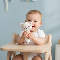 Plyšová senzorická špirála + plyšové pískatko Mačička - ružová, biela (3)