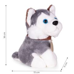 Plyšový psík husky v kabelke, plyšová hračka pre deti + kefka na úpravu srsti (8)