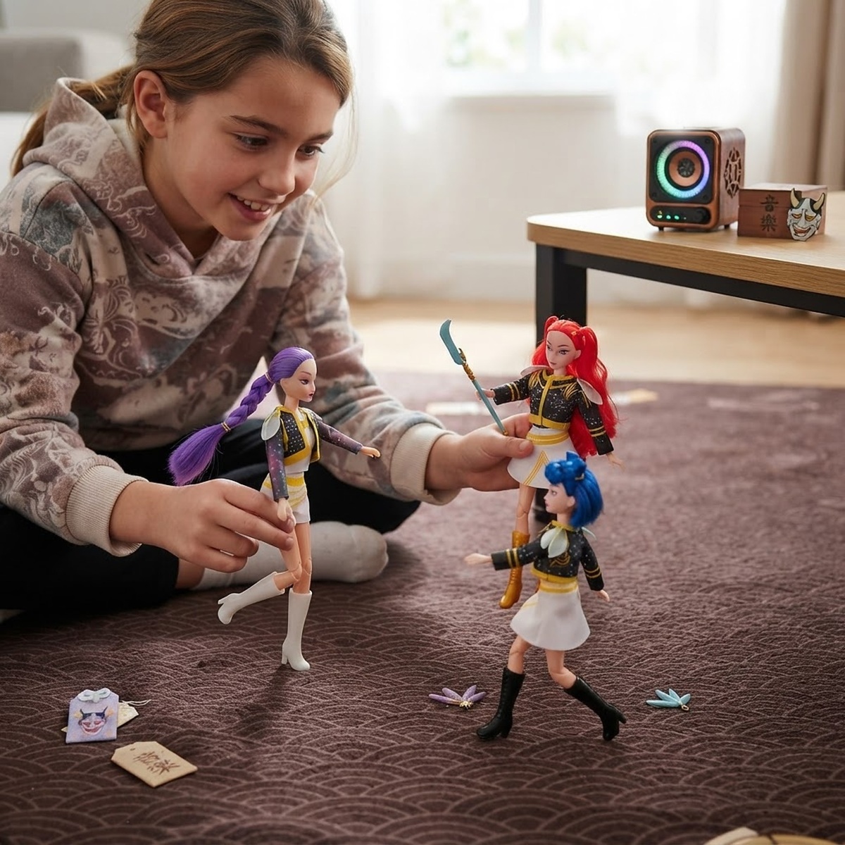 Sada spievajúcich figúrok Demon Hunters K-pop Melody 3 ks 30 cm