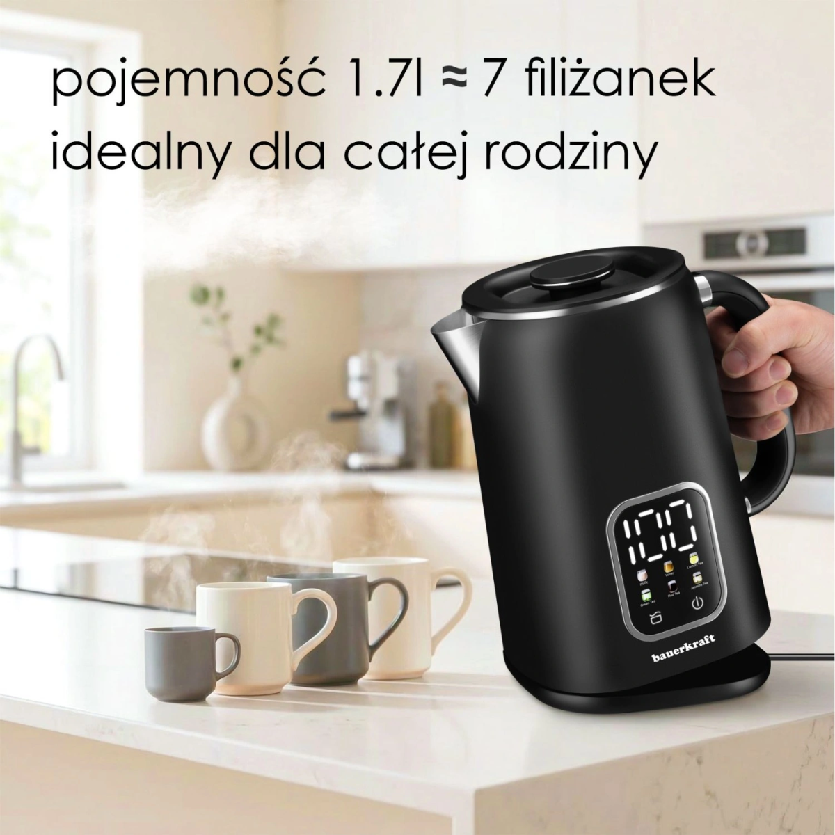 Rýchlovarná kanvica bezdrôtová smart s reguláciou teploty, 360° otočná základňa, 1,7 l, či