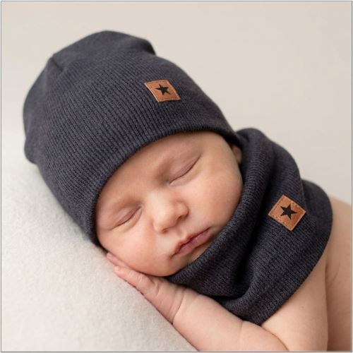 Z&Z Dvouvrstvá žebrovaná čepička + nákrčník, černá