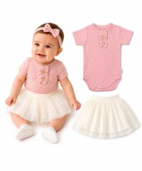 2D sada - body s krátkym rukávom Boho + tutu suknička cream