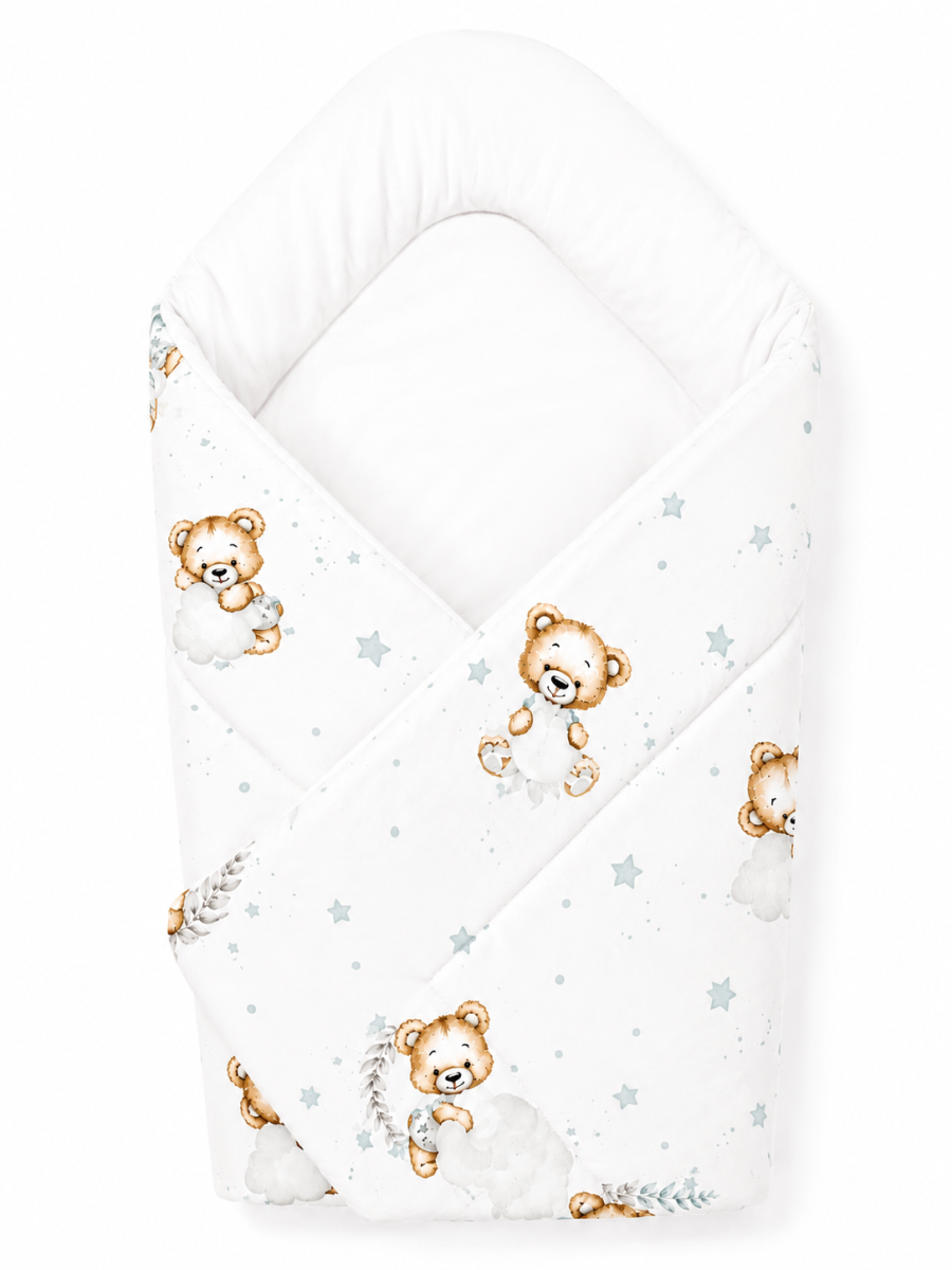 Detská zavinovačka Baby Nellys pre bábätko Klasik Sleep Teddy, biela