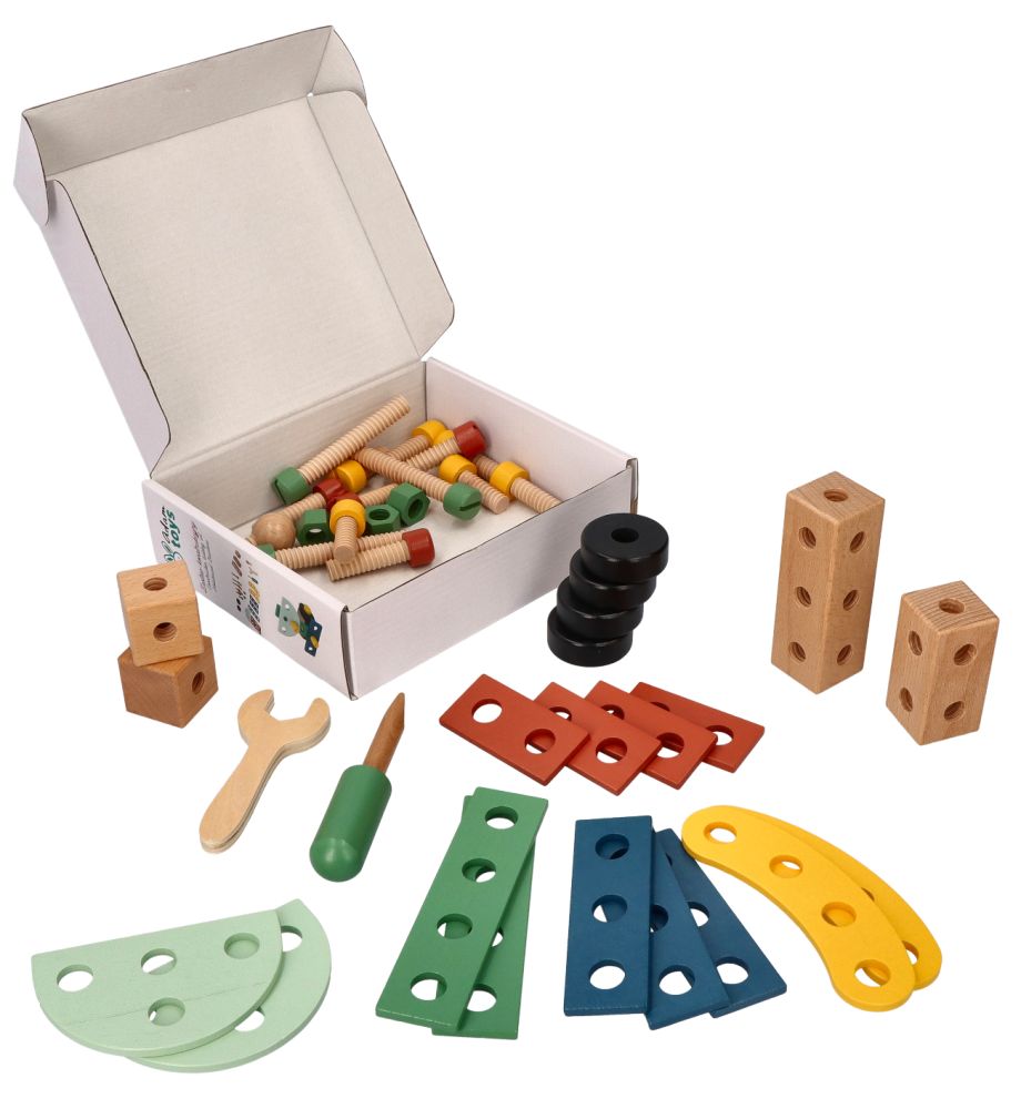 Drevená konštrukčná sada pre deti, 40 dielov Adam Toys