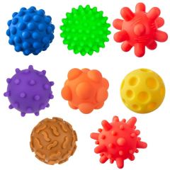 Tullo Senzorické loptičky farebné 8 ks bez dierok – 59–77 mm, 0m+ (2)
