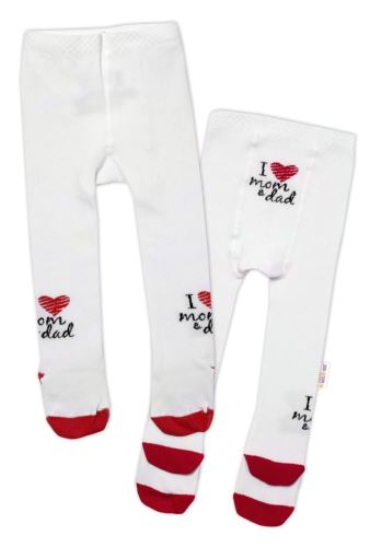 Baby Nellys Bavlněné punčocháče I love mom & dad - červené (4)
