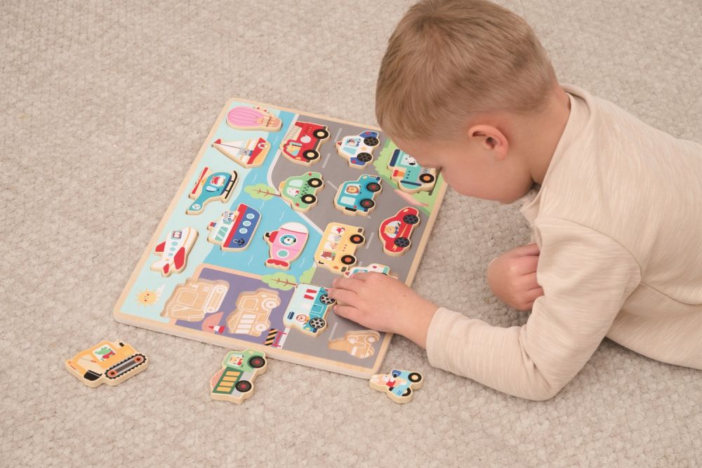 Dřevěné 3D puzzle Doprava, velké – Lelin