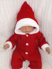 Z&Z Dětský pletený overálek s kapucí Baby Santa, červený (4)