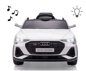 Elektrické autíčko Audi E-Tron Sportback 12V s diaľkovým ovládaním a LED svetlami, biele (7)