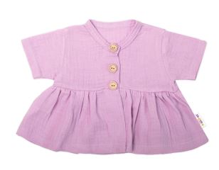Baby Nellys 3-dílná mušelínová soupravička, tunika/halenka, kraťasky, čelenka, lila (2)