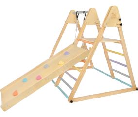 Drevená preliezačka s hojdačkou a šmykľavkou do izby, 2Kids Toys (1)