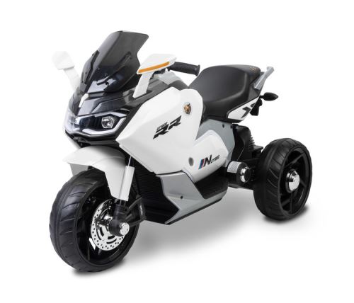 Elektrická trojkolka pre deti TOYZ – 2 motory, LED, USB, biela
