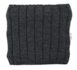 BABY NELLYS Zimná nadčasová čiapka + komín, tm. sivá (4)
