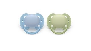 Silikónový cumlík Soft, 0-6m, Deň a noc, modrý, zelený (2)