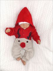 Z&Z Dětský pletený Vánoční overálek s kapucí a knoflíčky Baby Sob, červený (5)