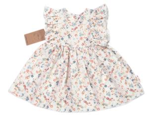 Mušelínové šatičky + čelenka 2-dílná sada Luční kvítky, Baby Nellys, smetanové
