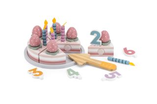Drevená narodeninová torta Viga – jahodová – krájací set 26 ks Drevená narodeninová torta Viga – jahodová – krájací set 26 ks