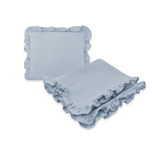 Luxusná 2D sada Nature - vankúšik a deka s volánikom - jeans
