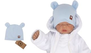 Z & Z Dvojvrstvová bavlnená čiapočka LOVE TEDDY, sv. modrá