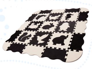 Penová podložka puzzle, čierna, biela 114×114 cm, 25 dielov (7)