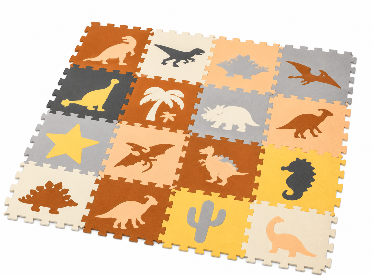 Penové puzzle, XXL podložka Dinosaury, 36 dielov, 143 × 143 cm