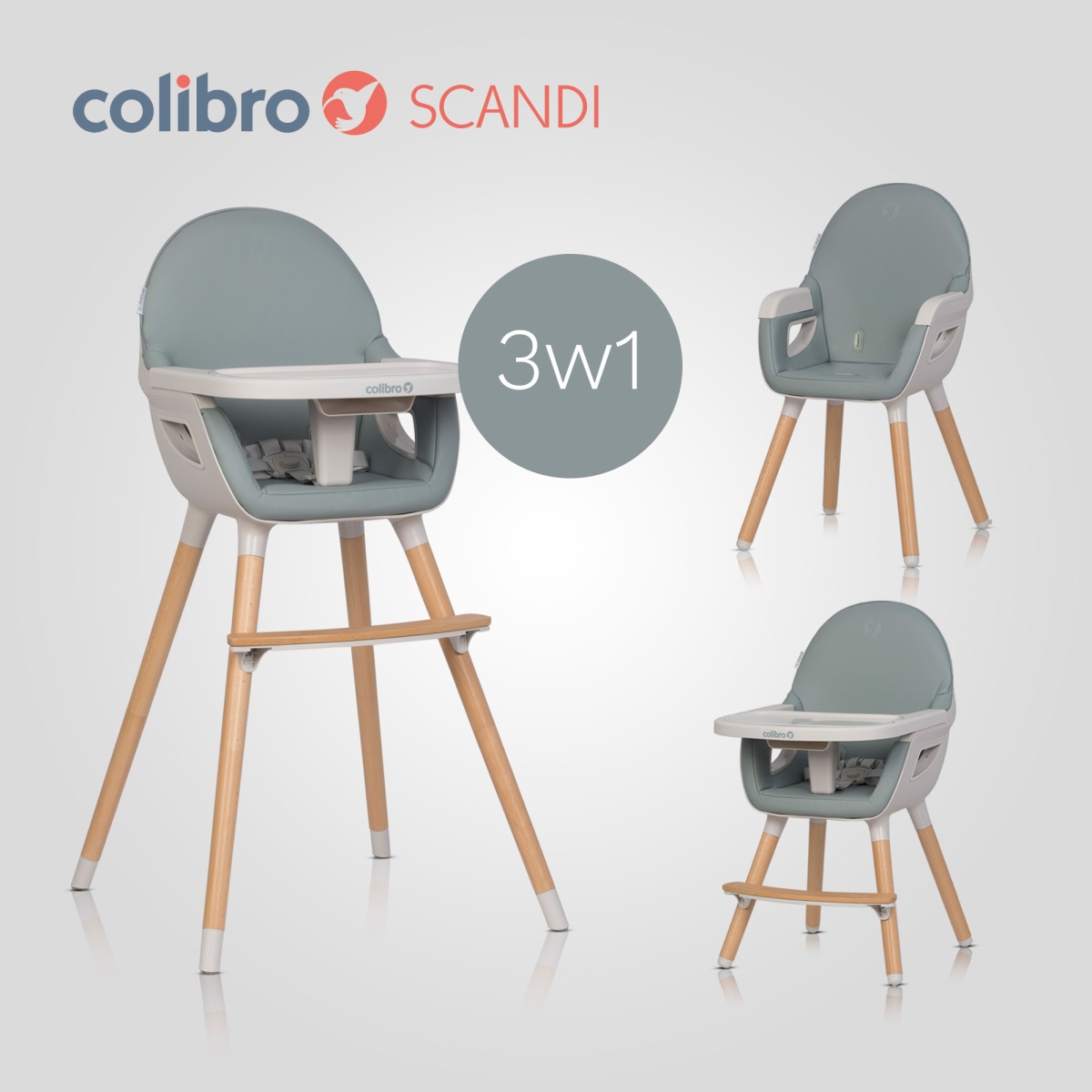 Jedálenská stolička pre deti 3v1 Scandi Agava– Colibro