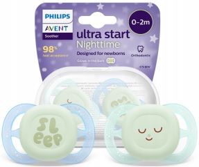 Ultra Start Nighttime cumlík 0–2 m, 2 ks – svietiaci, ortodontický, BPA FREE (2)