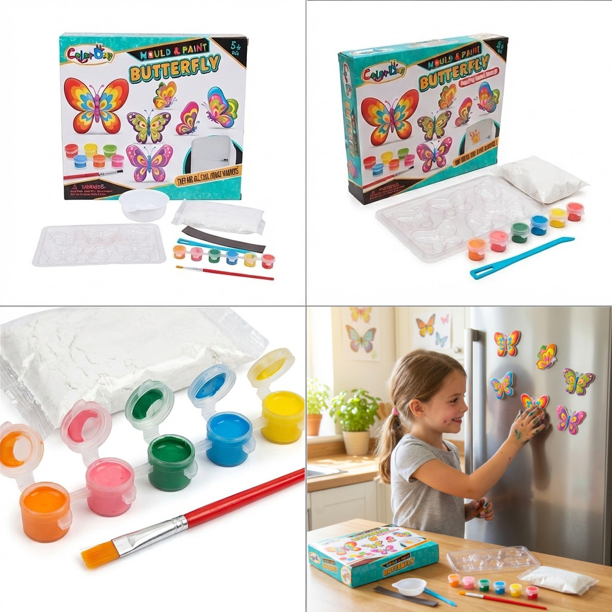 Kreatívna sadrová sada DIY Motýliky - magnety na chladničku
